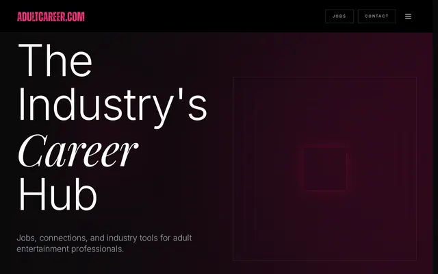 Adult Career home page, a career hub for the adult entertainment industry