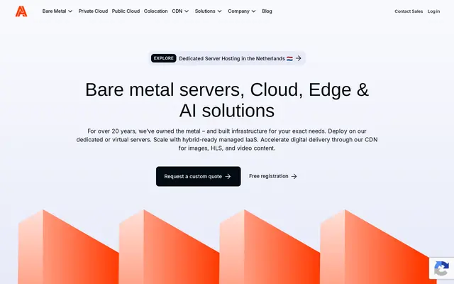 Portada de Advanced Hosting con sus servidores bare metal, su nube y sus soluciones de IA