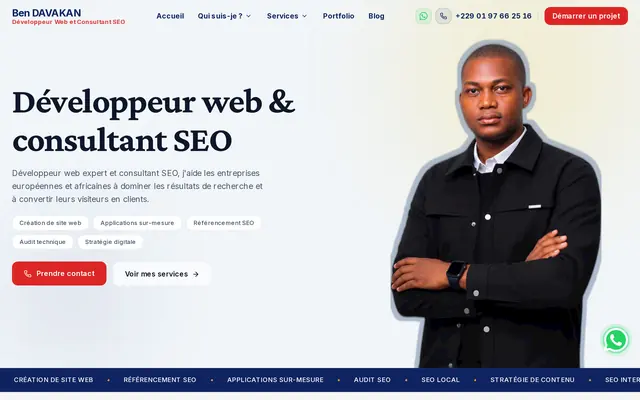 Ben Davakan home page, freelance web developer and SEO consultant