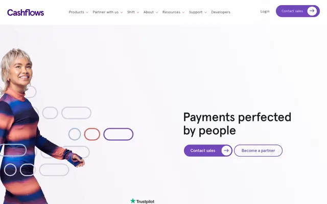 Cashflows home page, a British card acquirer