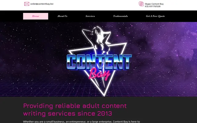 Accueil de Content Bay, service de rédaction de contenu adulte