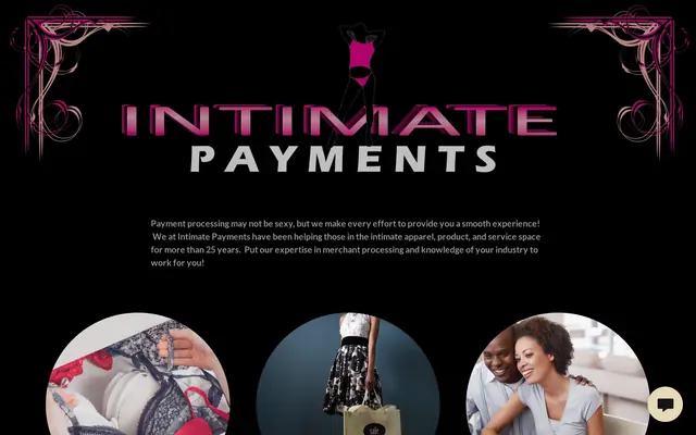 Page d’accueil d’Intimate Payments, prestataire de paiement pour la lingerie et les produits intimes