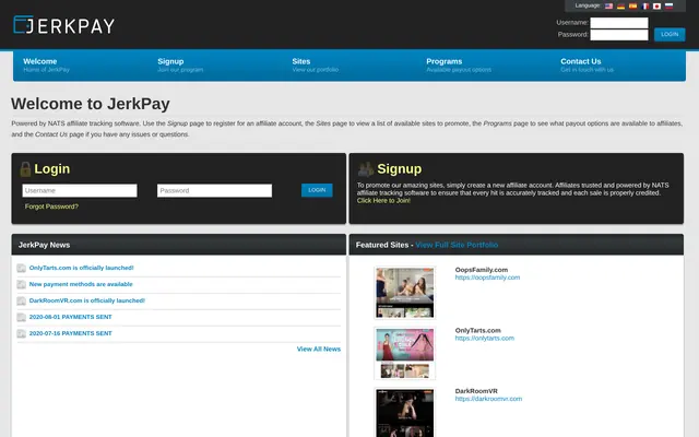 JerkPay affiliate program home page
