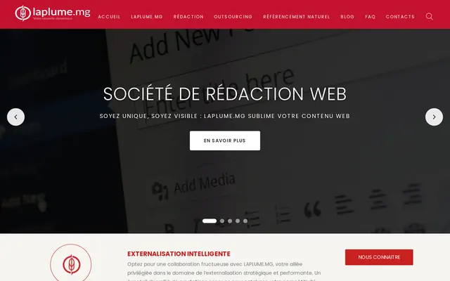 LaPlume.mg home page, web content agency in Madagascar