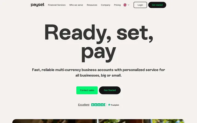 Payset homepage, a multi-currency account for businesses