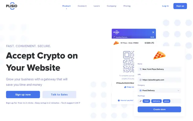 Plisio homepage, a crypto payment gateway