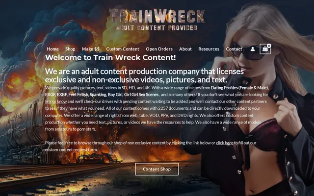 Train Wreck Content shop with photo and video sets sold one by one