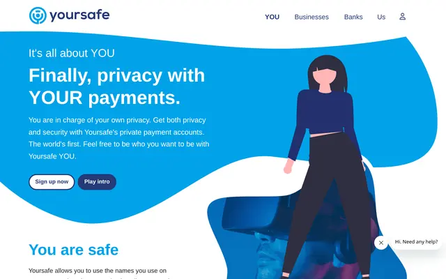 Page d’accueil de Yoursafe, compte de paiement avec IBAN